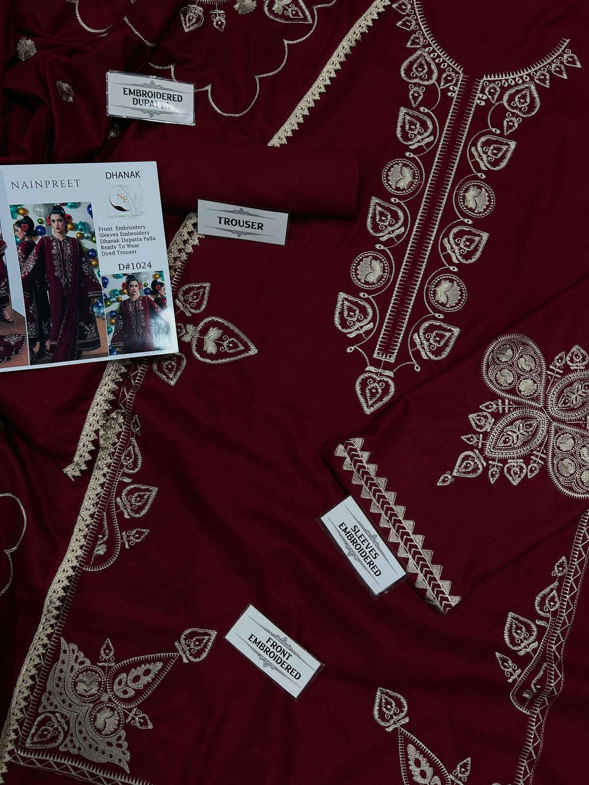 NAIN PREET Premium Dhanak Embroidered 3 Pcs