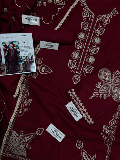 NAIN PREET Premium Dhanak Embroidered 3 Pcs