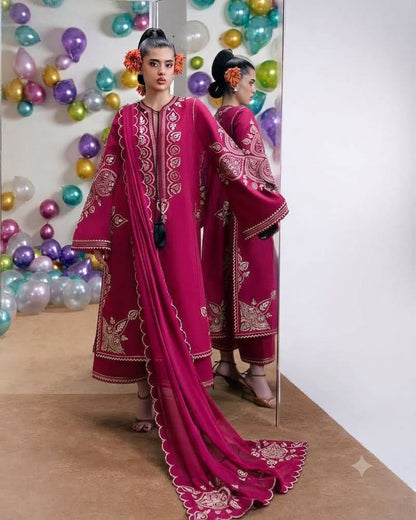 NAIN PREET Premium Dhanak Embroidered 3 PCS