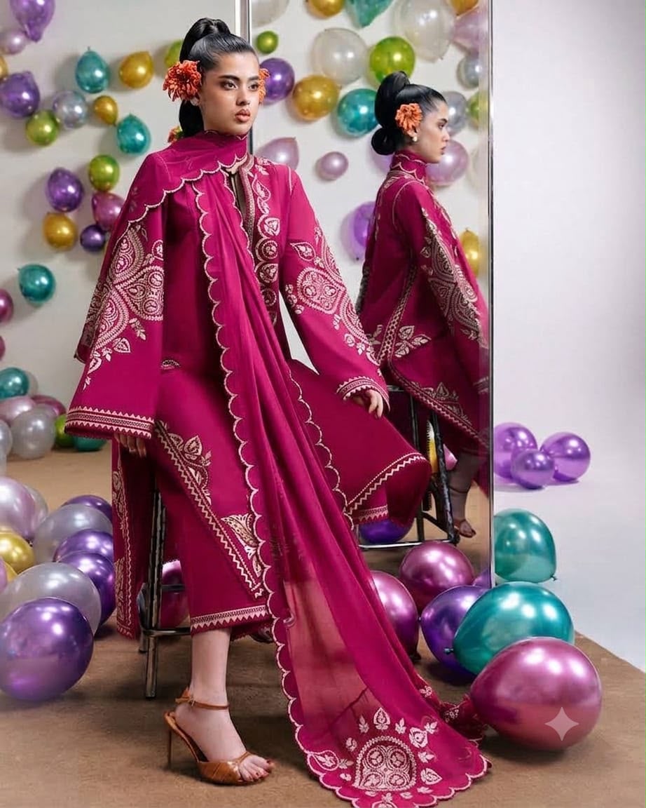 NAIN PREET Premium Dhanak Embroidered 3 PCS