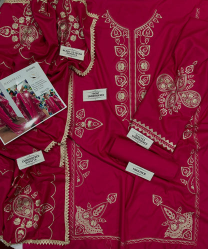 NAIN PREET Premium Dhanak Embroidered 3 PCS