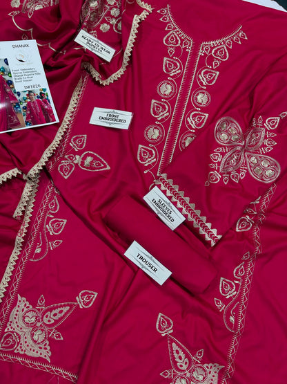 NAIN PREET Premium Dhanak Embroidered 3 PCS
