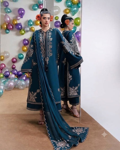 NAIN PREET PREMIUM DHANAK EMBROIDERED 3 PCS zink