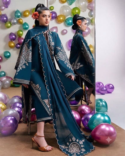 NAIN PREET PREMIUM DHANAK EMBROIDERED 3 PCS zink