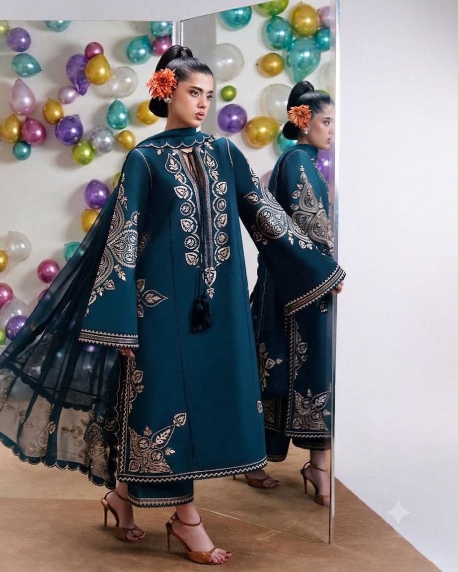NAIN PREET PREMIUM DHANAK EMBROIDERED 3 PCS zink