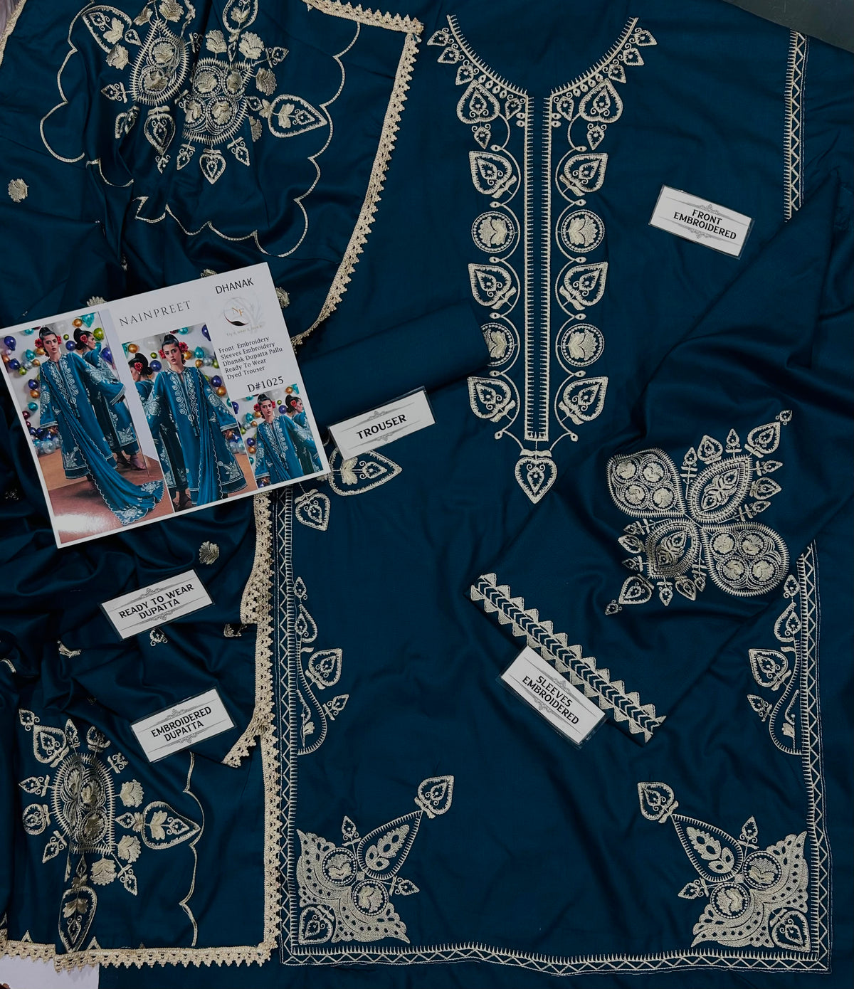 NAIN PREET PREMIUM DHANAK EMBROIDERED 3 PCS zink