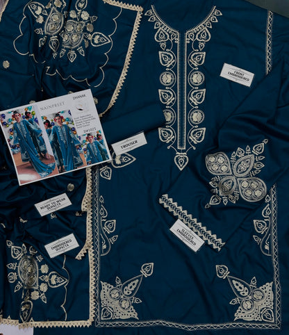 NAIN PREET PREMIUM DHANAK EMBROIDERED 3 PCS zink