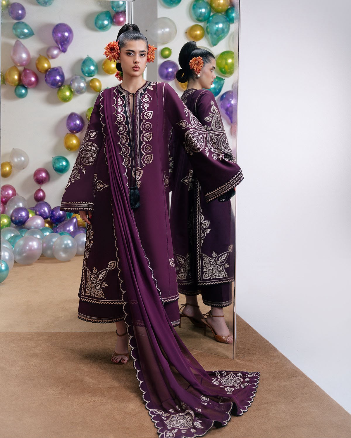 NAIN PREET Premium Dhanak Embroidred 3 PCS