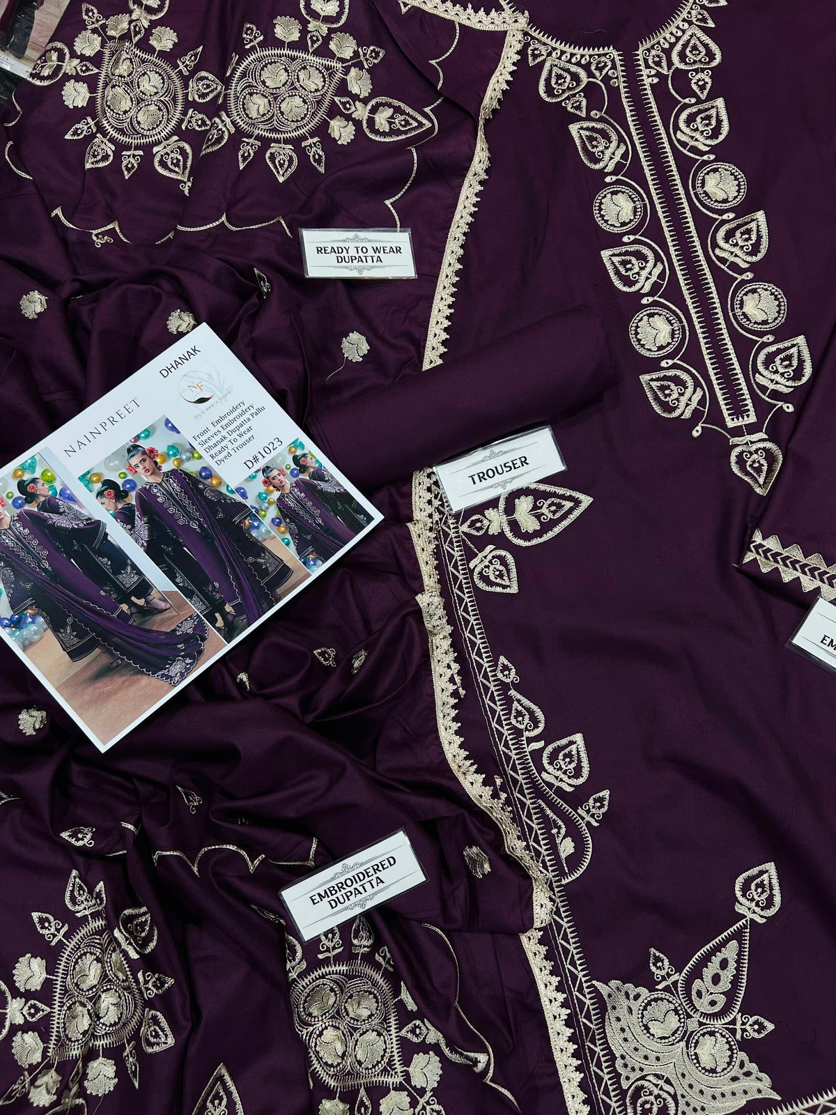 NAIN PREET Premium Dhanak Embroidred 3 PCS