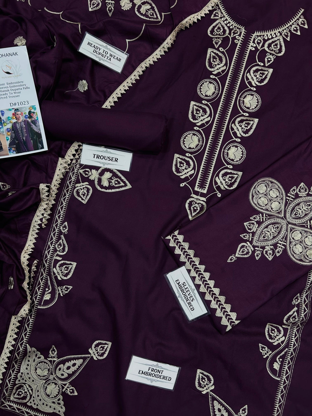 NAIN PREET Premium Dhanak Embroidred 3 PCS