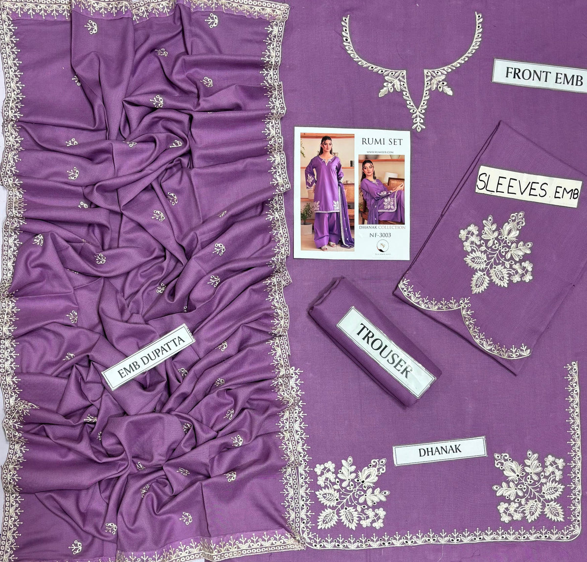 RUMI Dhanak Embroidered 3 PCS