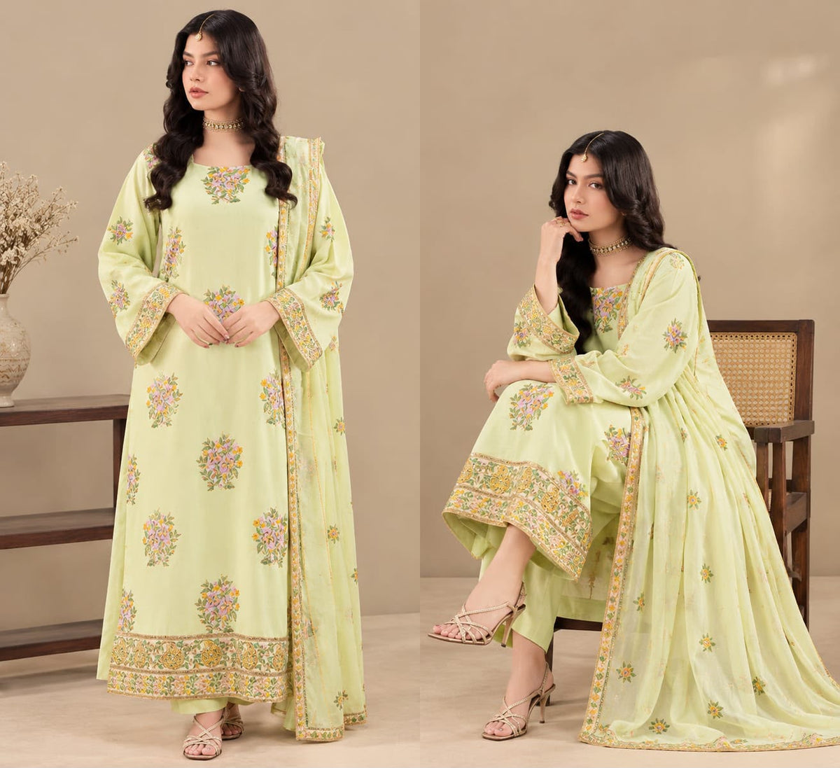 NUREH Dhanak Embroidered 3 PCS