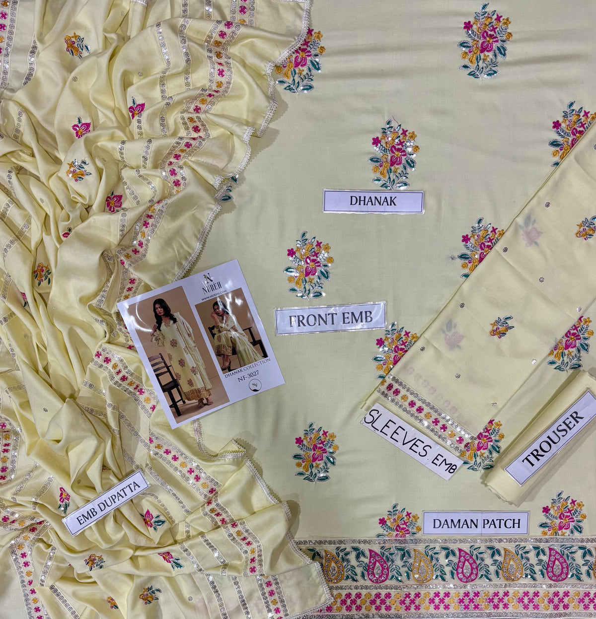 NUREH Dhanak Embroidered 3 PCS