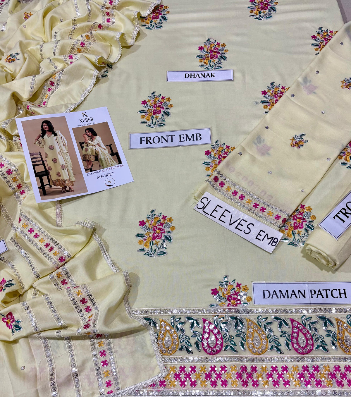 NUREH Dhanak Embroidered 3 PCS