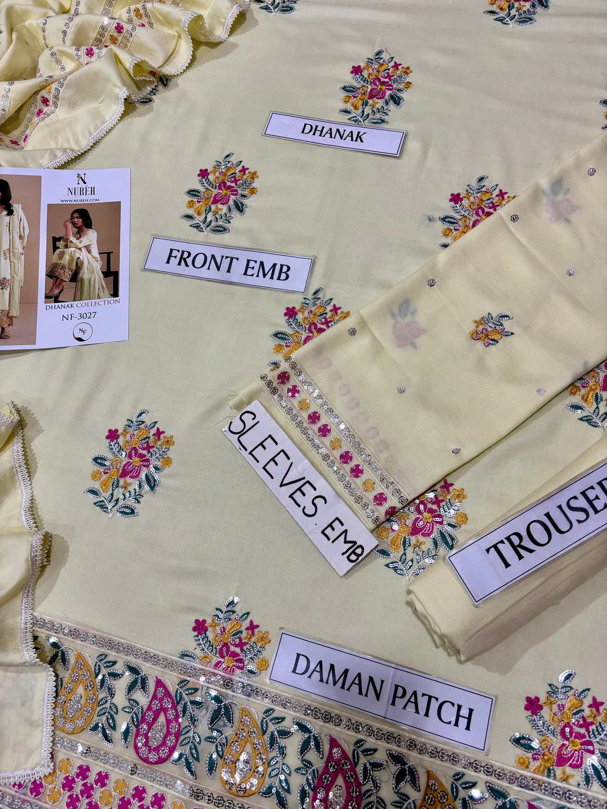 NUREH Dhanak Embroidered 3 PCS