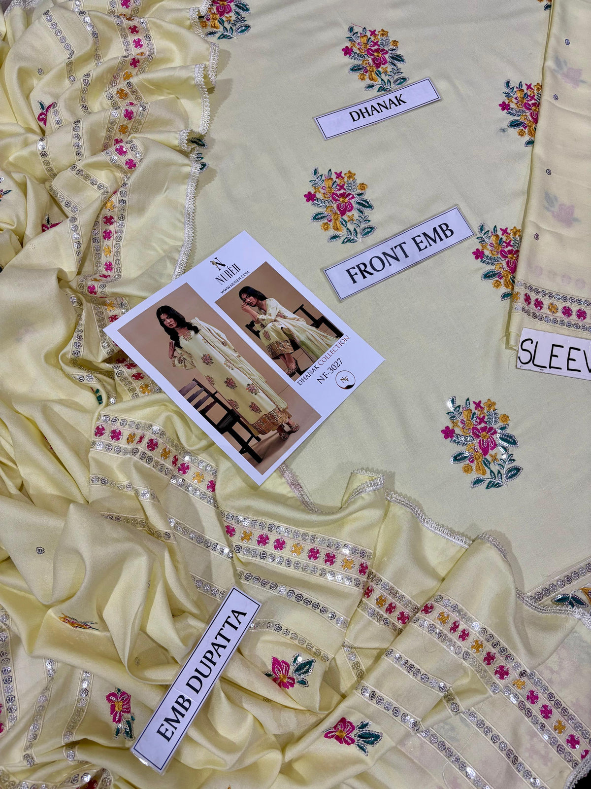 NUREH Dhanak Embroidered 3 PCS
