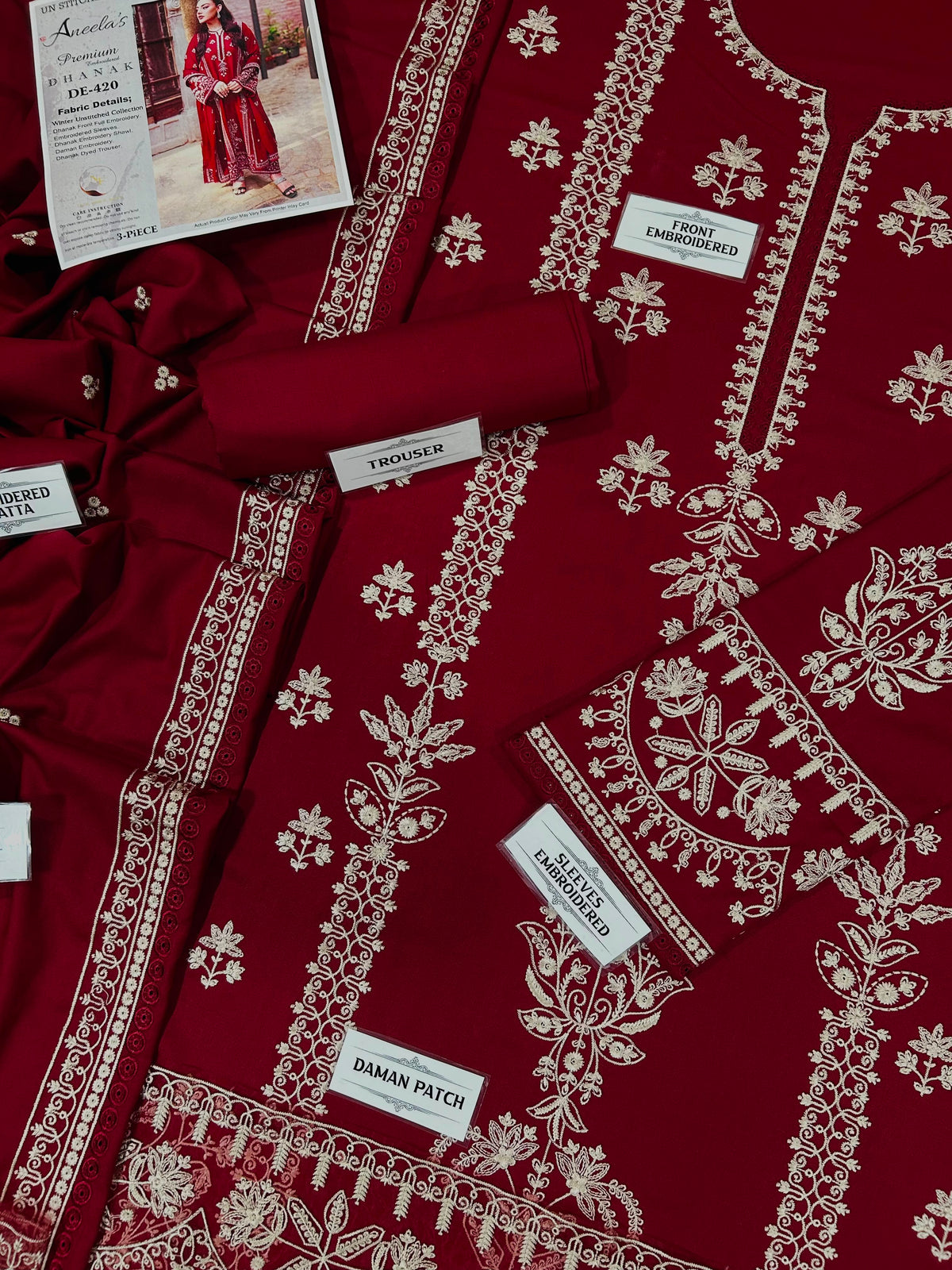 ANEELAS DHANAK  EMBROIDERED 3PCS