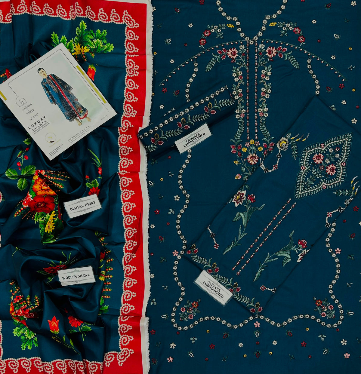 HUSSAIN REHAR DHANAK EMBROIDERED 3PCS