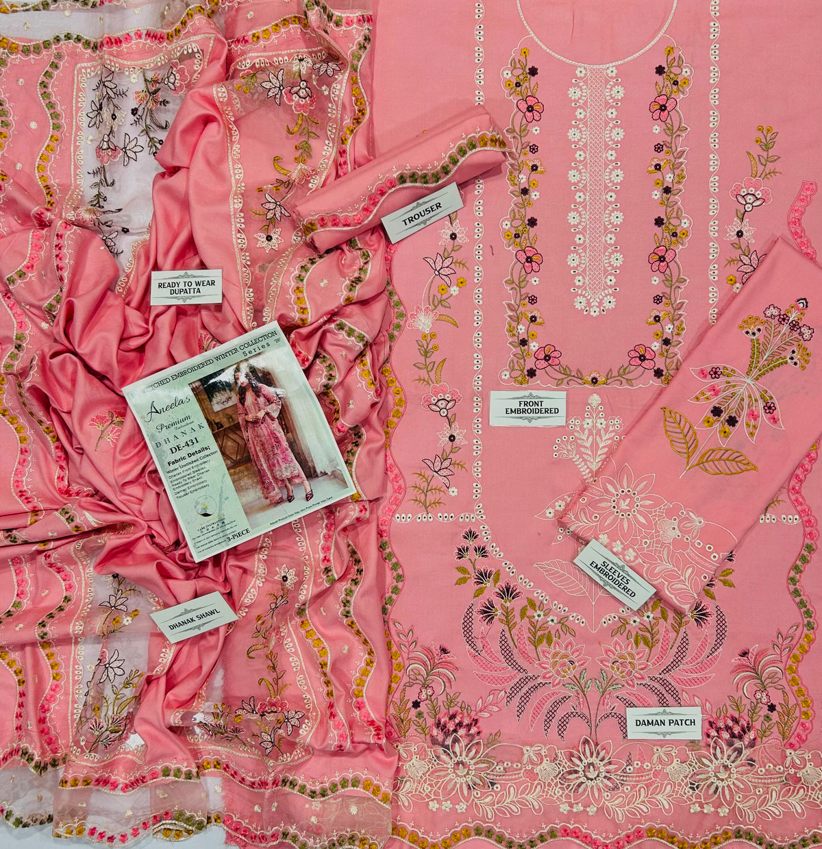ANEELAS  DHANAK EMBROIDERED 3PCS