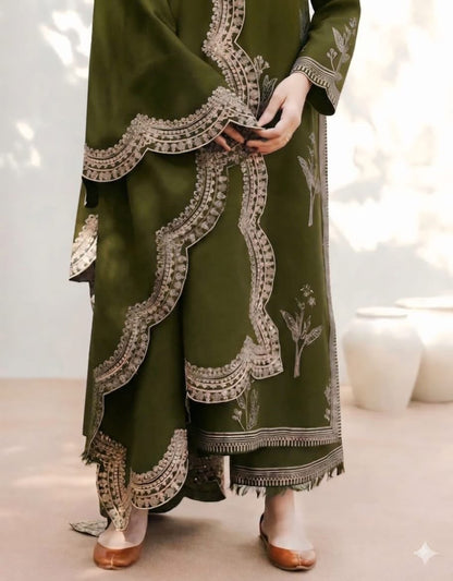 MOHRANI DHANAK EMBROIDERED 3 PCS
