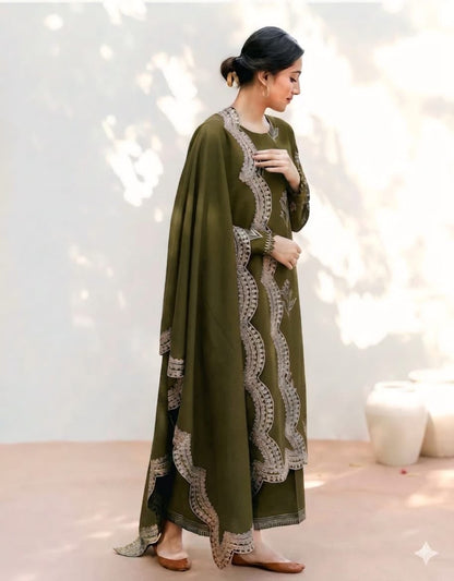 MOHRANI DHANAK EMBROIDERED 3 PCS
