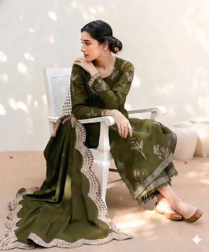 MOHRANI DHANAK EMBROIDERED 3 PCS