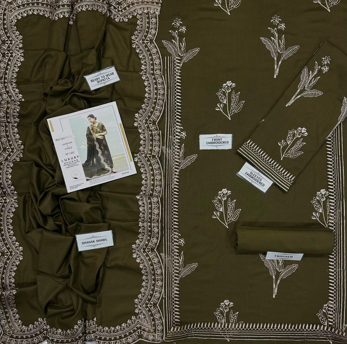 MOHRANI DHANAK EMBROIDERED 3 PCS