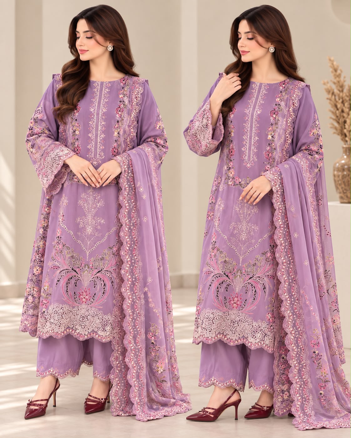 ANEELA’S DHANAK EMBROIDERED 3PCS