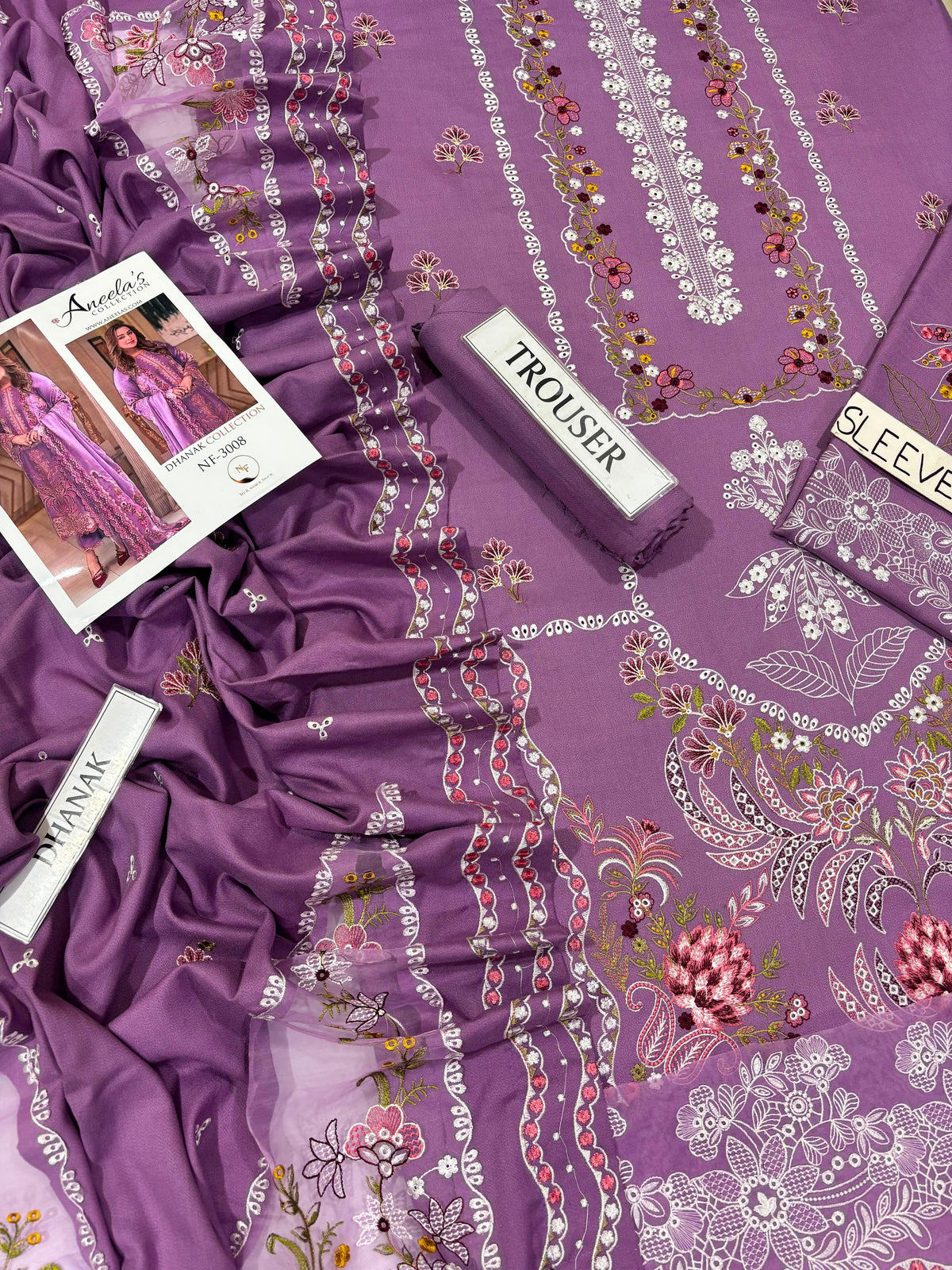 ANEELA’S DHANAK EMBROIDERED 3PCS