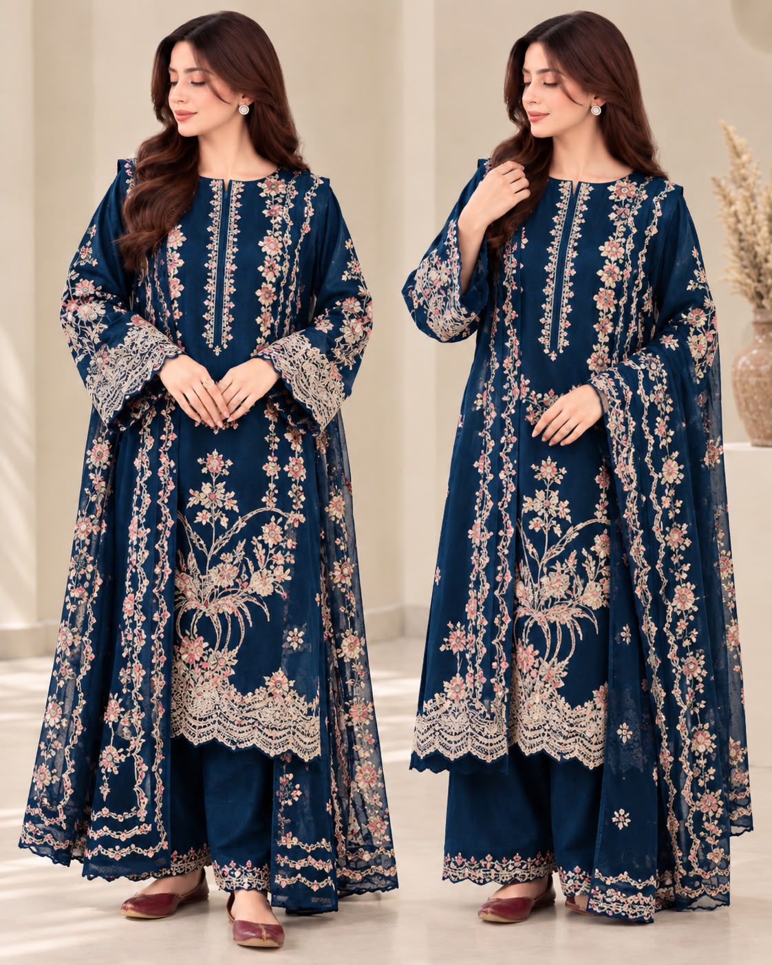 ANEELA’S DHANAK EMBROIDERED 3PCS