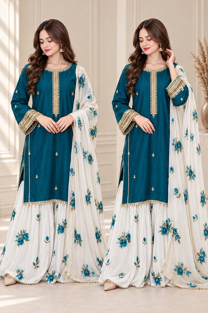 PREET PRET DHANAK  EMBROIDERED  3PCS