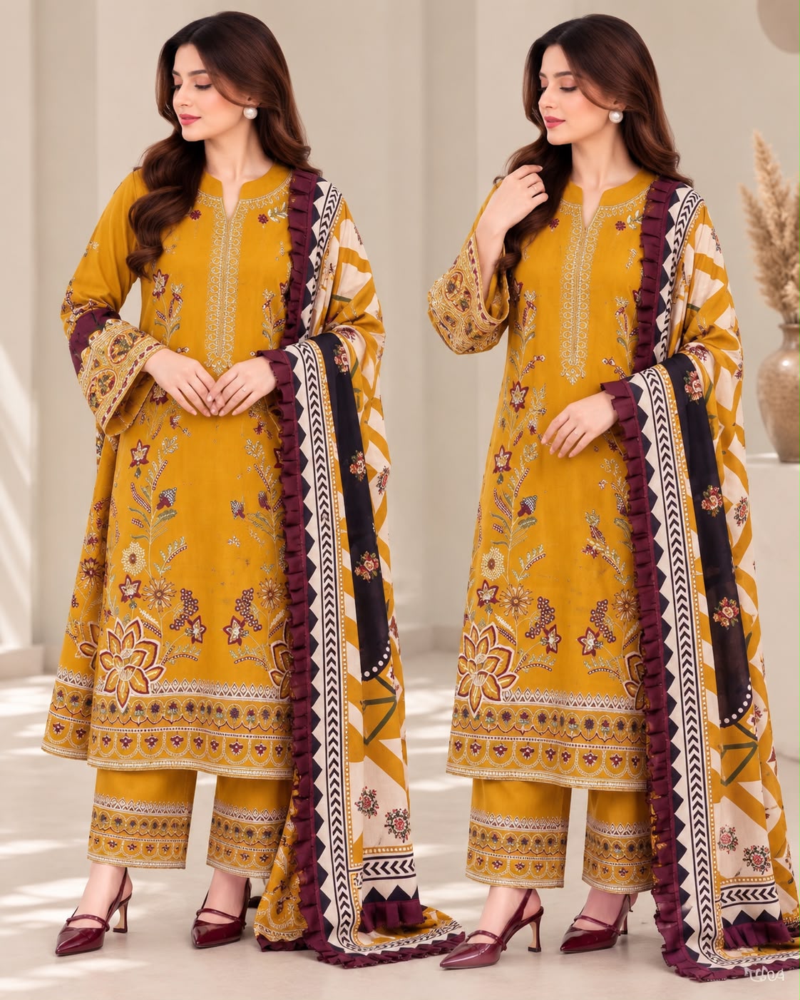PEZWAN DHANAK EMBROIDERED 3PCS