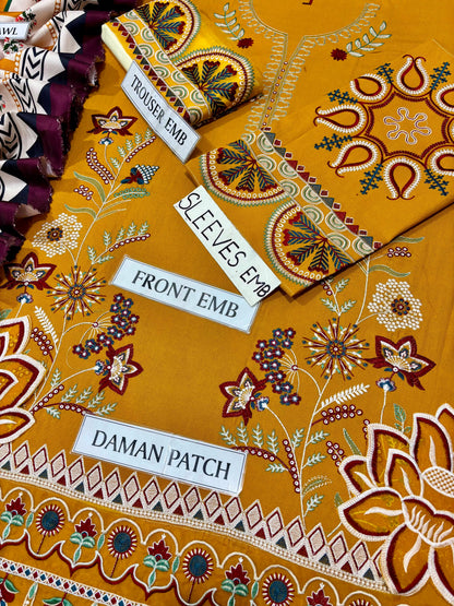 PEZWAN DHANAK EMBROIDERED 3PCS