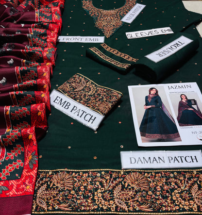 JAZMIN DHANAK  EMBROIDERED 3PCS