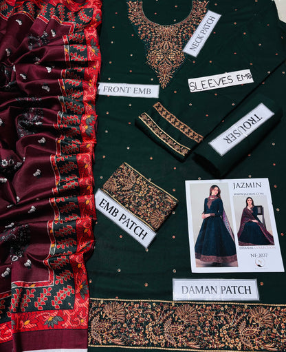 JAZMIN DHANAK  EMBROIDERED 3PCS