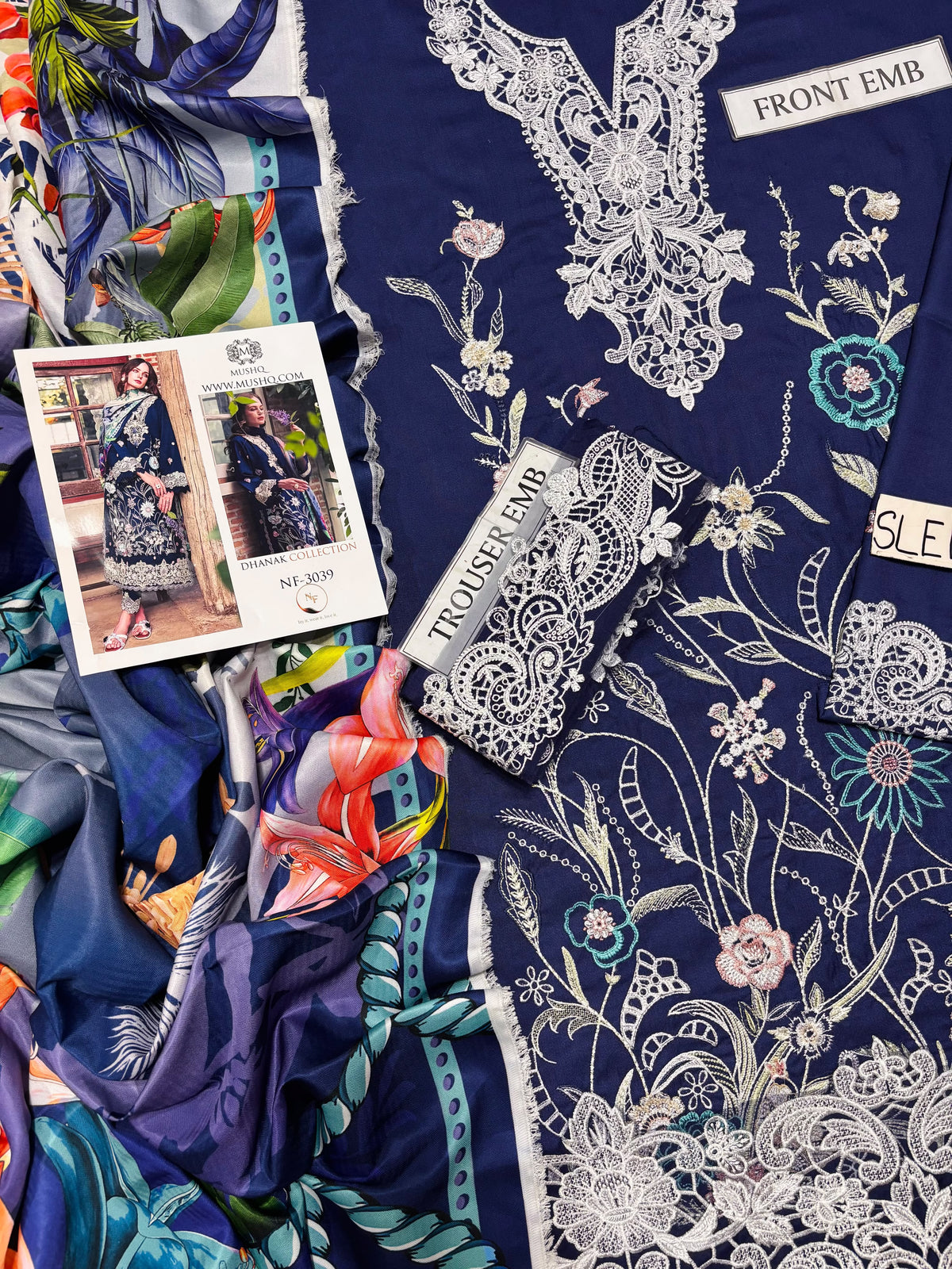 MUSHQ  DHANAK  EMBROIDERED 3PCS