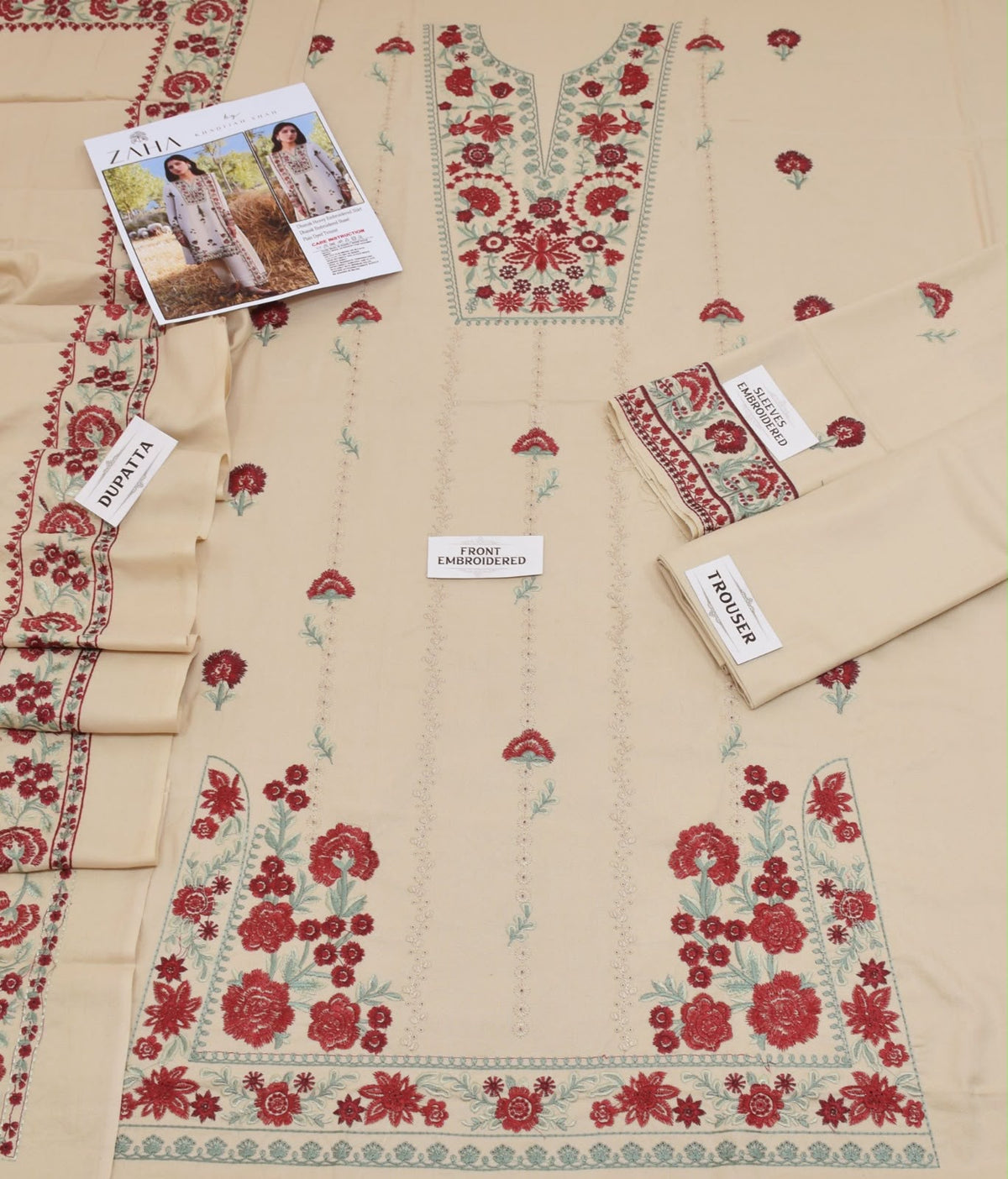 Zaha Brand DHANAK  EMBROIDERED 3 PCS