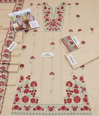 Zaha Brand DHANAK  EMBROIDERED 3 PCS