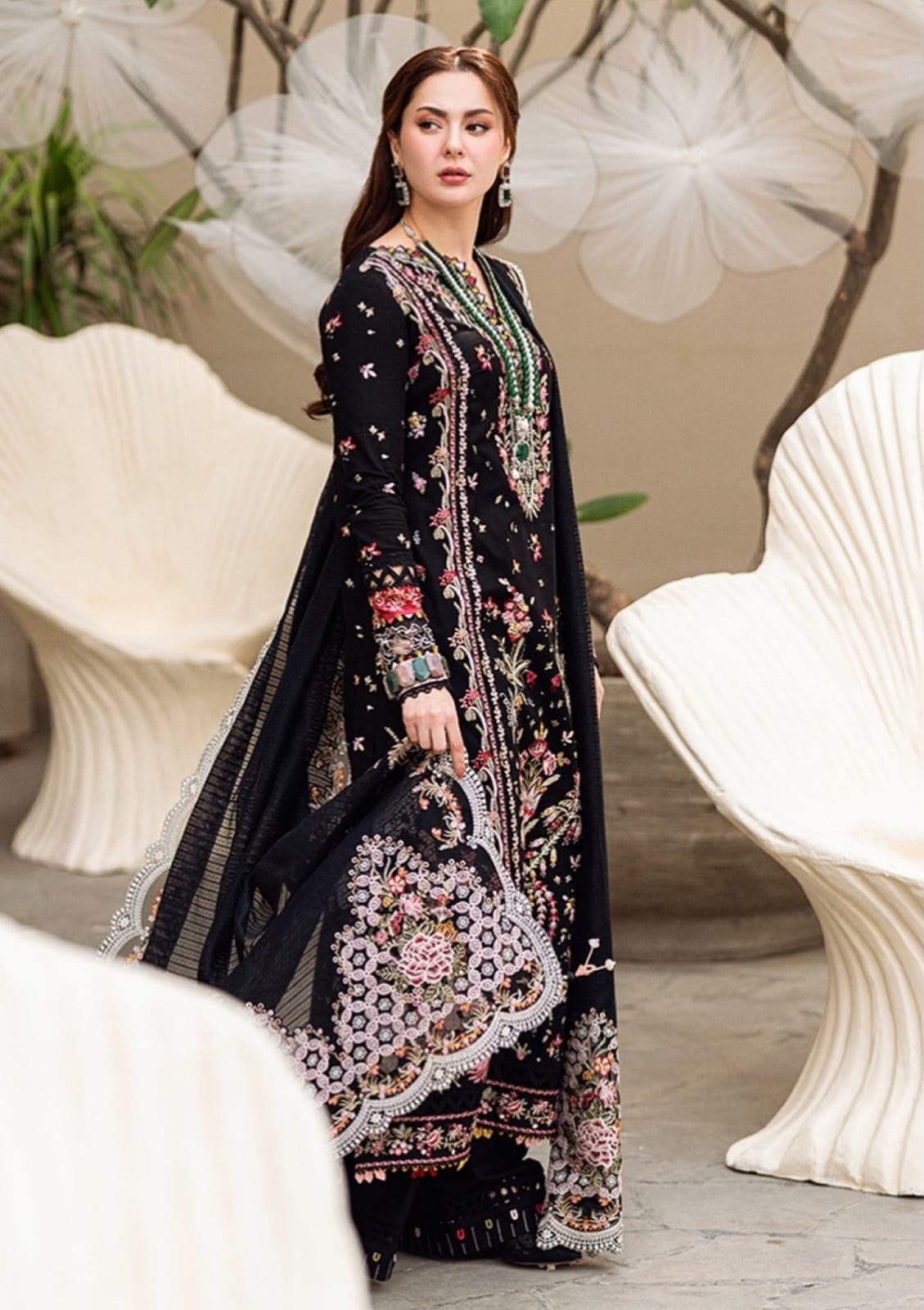 QALAMKAR DHANAK  EMBROIDERED 3PCS