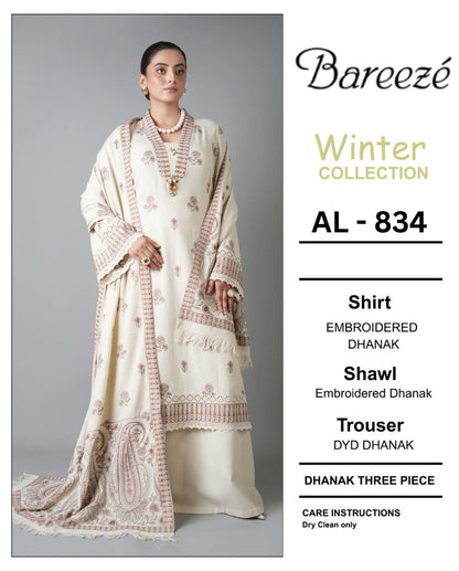 Bareeza  Dhanak  Embroidered 3PCS