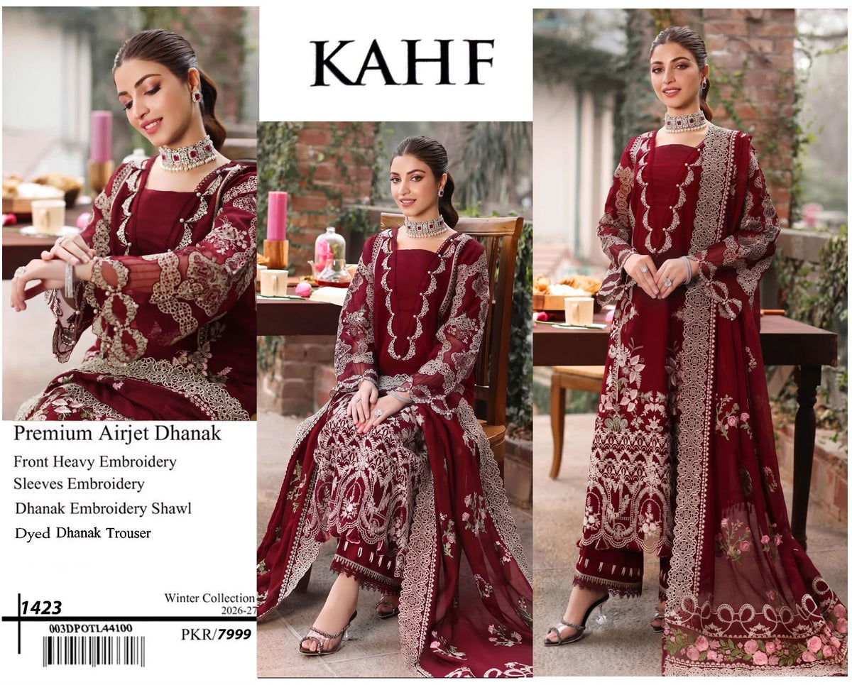 KAHF  Dhanak EMBROIDERED 3PCS