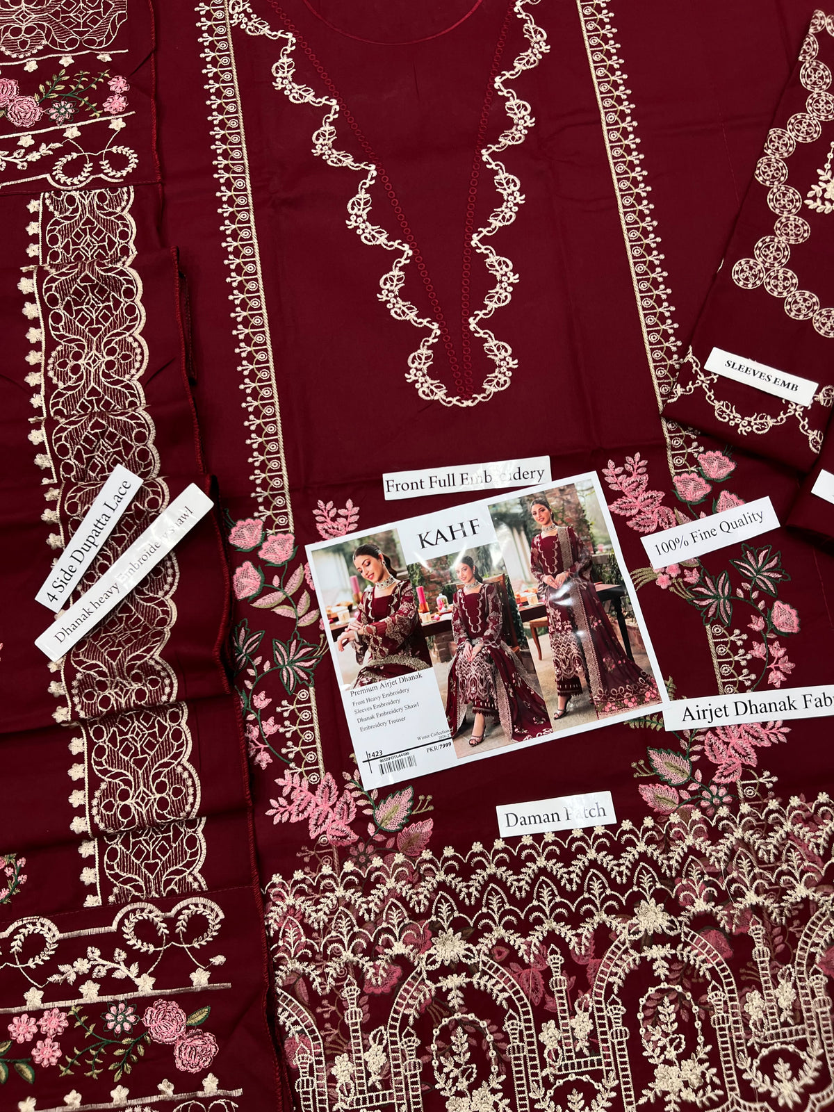 KAHF  Dhanak EMBROIDERED 3PCS
