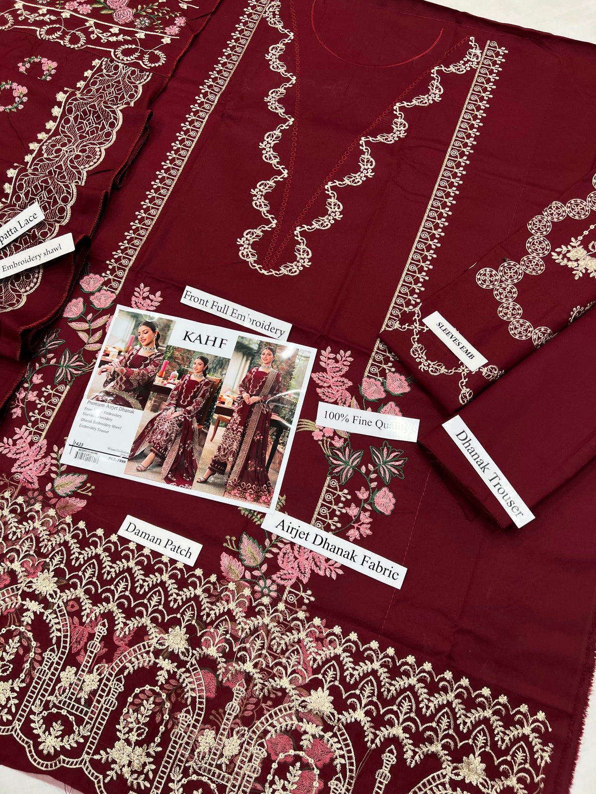 KAHF  Dhanak EMBROIDERED 3PCS