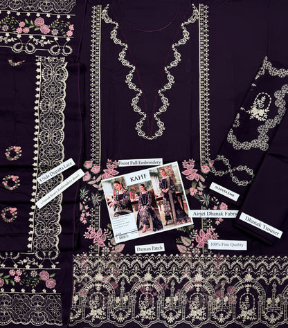 KAHF  Dhanak  EMBROIDERED 3PCS