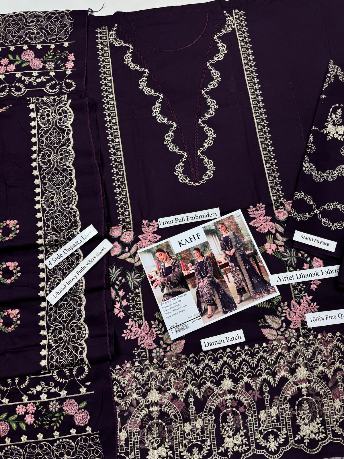 KAHF  Dhanak  EMBROIDERED 3PCS
