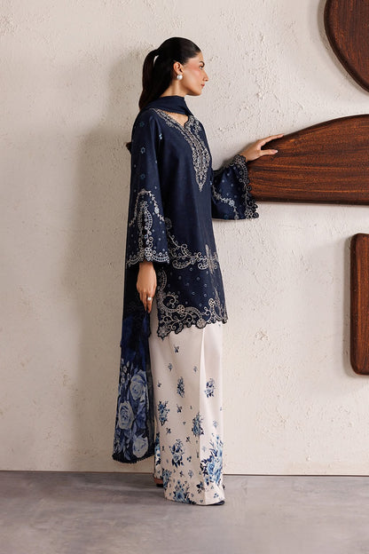 IZNIKLUXURY SILK EMBROIDERED BLUE 3 PCS