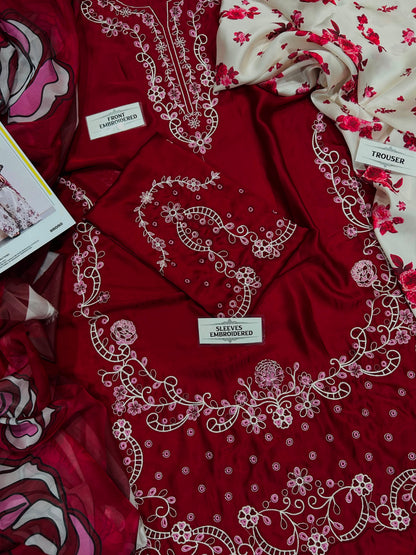 IZNIK  LUXURY SILK EMBROIDERED 3 Pcs