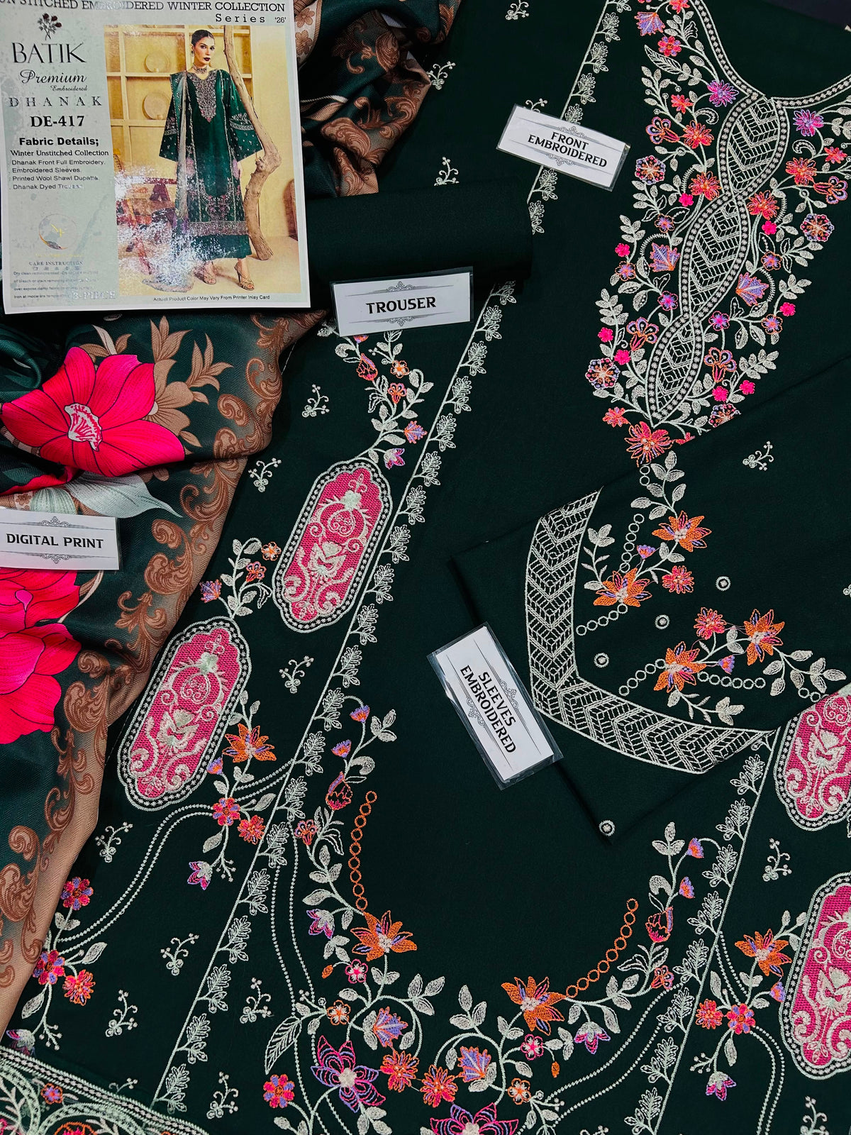 BATIK  DHANAK  EMB ROIDERED 3 Pcs