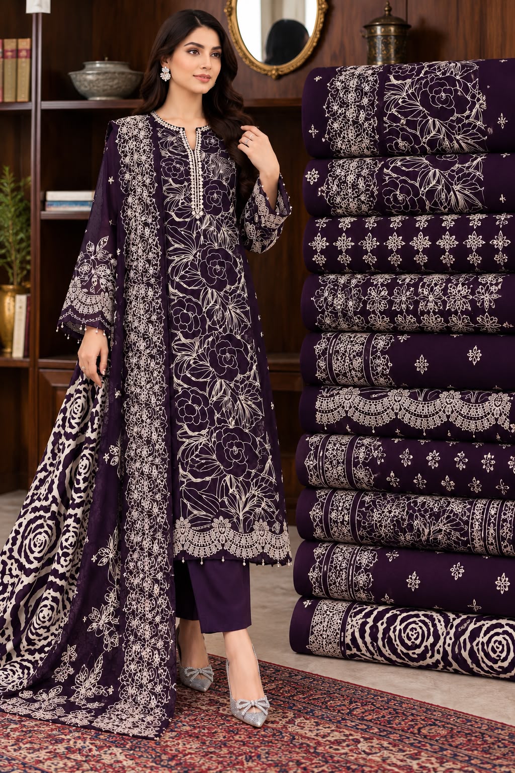 MARIA.B DHANAK  EMBROIDERED 3 PCS