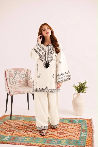 SALAI PRET DHANAK  EMBROIDERED 3 PCS